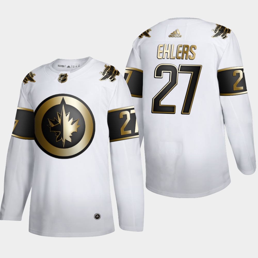 Cheap Men Winnipeg Jets 27 Nikola Ehlers Adidas White Golden Edition Limited Stitched NHL Jersey